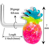 20G 7mm Hot Tropical Pineapple L Shape Nose Ring