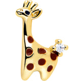 20G 7mm Clear CZ Gem Golden Giraffe L Shape Nose Ring