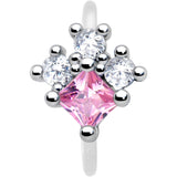 20G 5/16 Clear Pink CZ Gem Rhombus Riot Nose Hoop