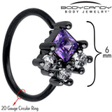 20G 5/16 Purple CZ Gem Black Rhombus Riot Nose Hoop