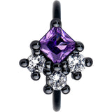 20G 5/16 Purple CZ Gem Black Rhombus Riot Nose Hoop