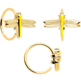 20G Clear Gem Gold Tone Lotus Ladybug L Shape Nose Hoop Set of 3