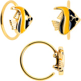 20G 5/16 Gold Tone Tropical Fish Nose Hoop Set of 3