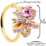 20G 5/16 Pink CZ Gem Gold Tone Abstract Ribbon Nose Hoop