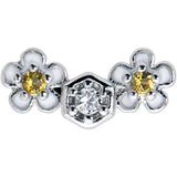 20G 7mm Yellow CZ Gem Flower Honeycomb L Shape Nose Ring