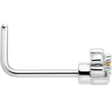 20G 7mm Yellow CZ Gem Flower Honeycomb L Shape Nose Ring