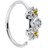 20G 5/16 Yellow CZ Gem Flower Honeycomb Nose Hoop