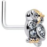 20G 7mm Clear Gem Evening Owl L Shape Nose Ring