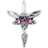 20G 5/16 Pink Gem Swank Dragonfly Dangle Nose Hoop