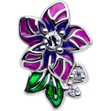 20G 7mm Clear CZ Gem Flower Purple L Shape Nose Ring