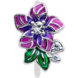 20G 5/16 Clear CZ Gem Flower Purple Nose Hoop
