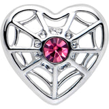20G 7mm Pink Gem Spiderweb Heart Love L Shape Nose Ring