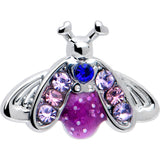 20G 7mm Pink Blue Gem Beautiful Insect L Shape Nose Ring