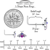 20G 7mm Pink Blue Gem Beautiful Insect L Shape Nose Ring