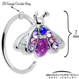 20G 5/16 Pink Blue Gem Beautiful Insect Nose Hoop