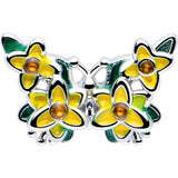 20G 7mm Yellow CZ Gem Blooming Butterfly L Shape Nose Ring