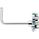 20G 7mm Yellow CZ Gem Blooming Butterfly L Shape Nose Ring