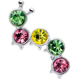 20G 7mm Pink Green CZ Gem Caterpillar L Shape Nose Ring