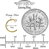 20G Clear Gem Gold Tone Implant Grade Titanium Open Hoop Earrings