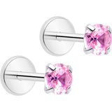 3mm CZ Gem Round Flat Back Stud Earrings - 1 Pair