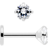 3mm CZ Gem Round Flat Back Stud Earrings - 1 Pair