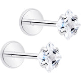 3mm CZ Gem Square Flat Back Stud Earrings - 1 Pair