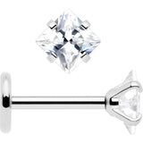 3mm CZ Gem Square Flat Back Stud Earrings - 1 Pair