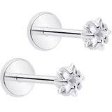3mm CZ Star Flat Back Stud Earrings - 1 Pair