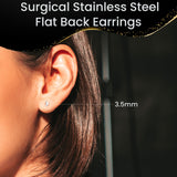 4mm Crescent Moon Flat Back Stud Earrings - 1 Pair