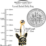 Clear CZ Gem Gold Tone Anodized French Bulldog Belly Ring