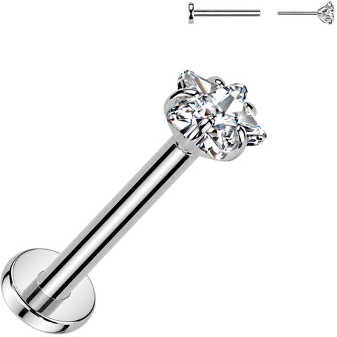 20G 5/16 3mm CZ Star Medical Grade Titanium Flat Back Earring