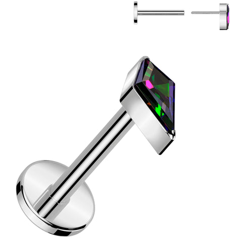 18G 5/16 Vitrail CZ Gem Spear Medical Grade Titanium Flat Back Earring