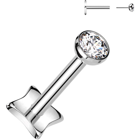 18G 5/16 3mm CZ Gem Medical Grade Titanium Reversible Flat Back Earring