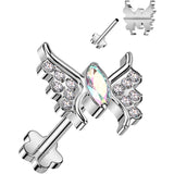 18G 5/16 Aurora CZ Gem Butterfly Medical Grade Titanium Reversible Flat Back Earring