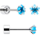 Blue Star CZ Flat Back Stud Earrings - 3 Pairs