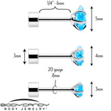 Blue Star CZ Flat Back Stud Earrings - 3 Pairs