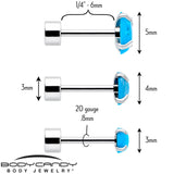 Blue Synthetic Opal Flat Back Stud Earrings - 3 Pairs