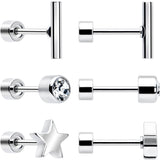 Classic Style Flat Back Stud Earrings - 3 Pairs