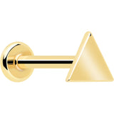 14k Solid Yellow Gold 3mm Triangle Threadless Push In Flat Back Stud