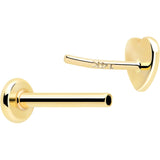 14k Solid Yellow Gold 3mm Heart Threadless Push In Flat Back Stud