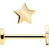 14k Solid Yellow Gold 3mm Star Threadless Push In Flat Back Stud