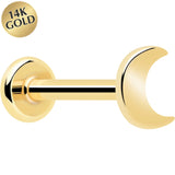 14k Solid Yellow Gold 3mm Moon Threadless Push In Flat Back Stud