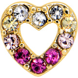 20G Romance Gem Open Heart L Shape Nose Ring