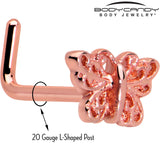 20G 7mm Butterfly Classic L Shape Nose Ring