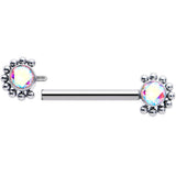14G 9/16 Aurora CZ Gem ASTM F-136 Titanium Internally Threaded Nipple Ring
