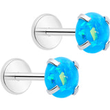 4mm Synthetic Opal Threadless Flat Back Earrings