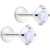 4mm Synthetic Opal Threadless Flat Back Earrings