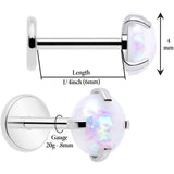 4mm Synthetic Opal Threadless Flat Back Earrings
