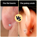 4mm Synthetic Opal Threadless Flat Back Earrings