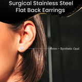 4mm Synthetic Opal Threadless Flat Back Earrings